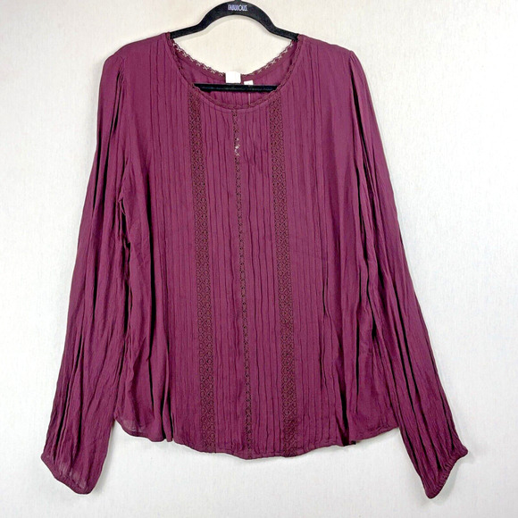 Vintage Gap Tunic Top SZ XL Solid Purple Long Sleeve Fall Autumn Cottagecore NWT - Picture 1 of 16